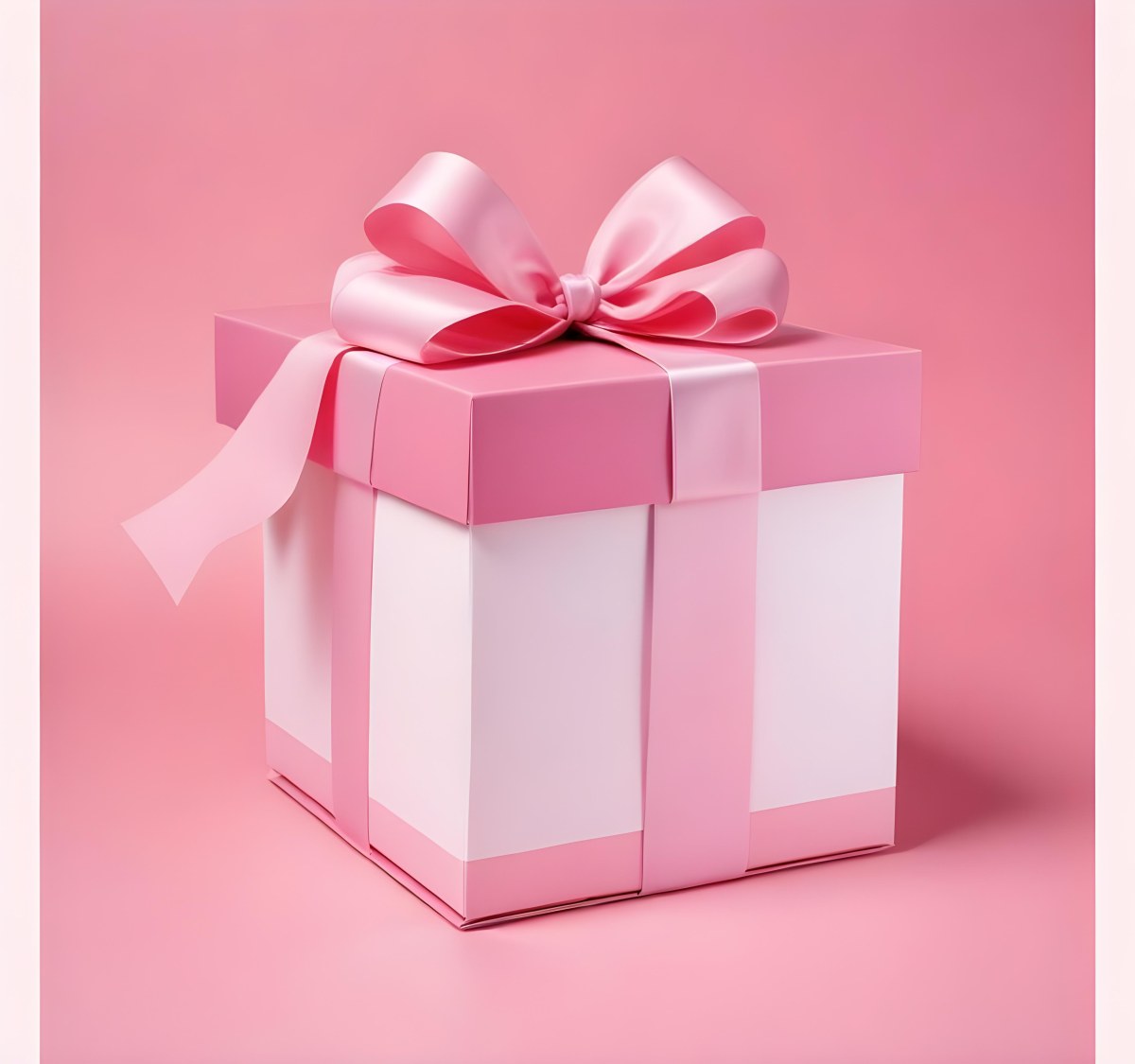 A Pink Gift Box With A Large Pink Bow On A Pink Ba 8 67dc