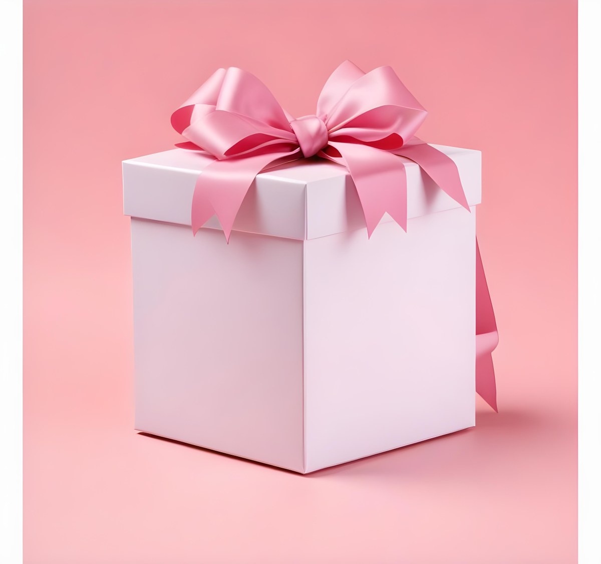 A Pink Gift Box With A Large Pink Bow On A Pink Ba 9 070c