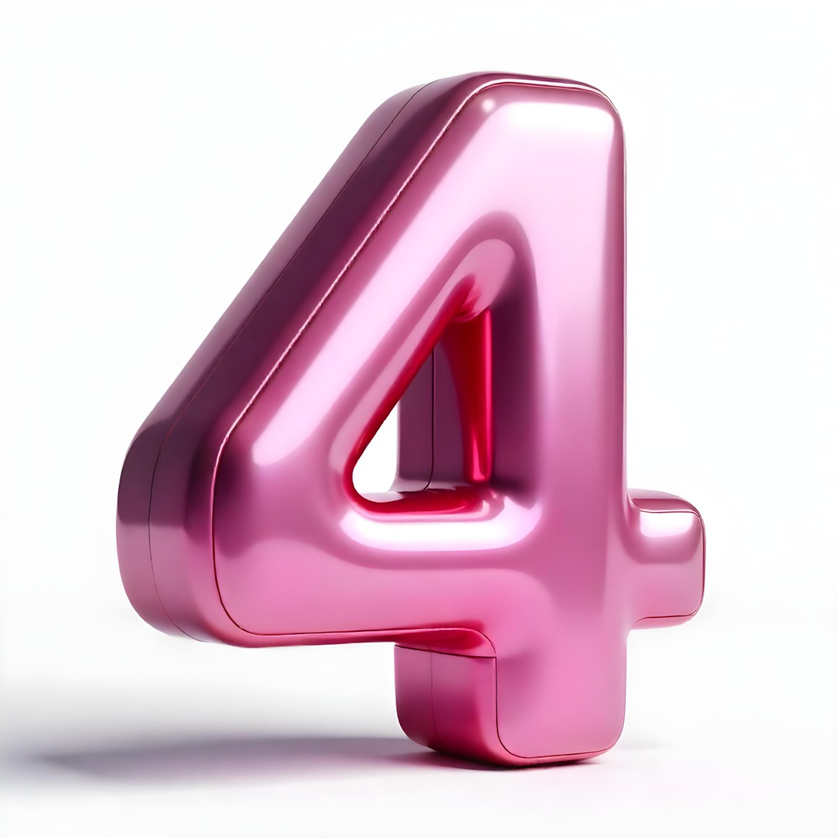 A Pink Metallic Number Four With Rounded Edges Casting A Soft Shadow On A White Surface Creating A Clean And Modern Aesthetic 24 Df6c