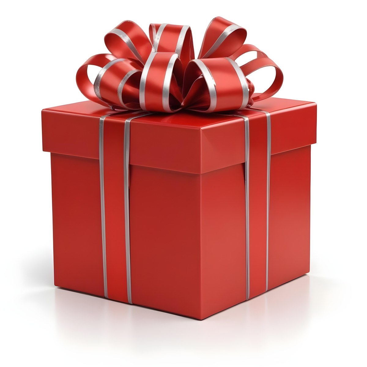 A Red Gift Box With A Red And Silver Ribbon Isolated On A White Background Perfect For Christmas Or Any Special Occasion 23 F27e