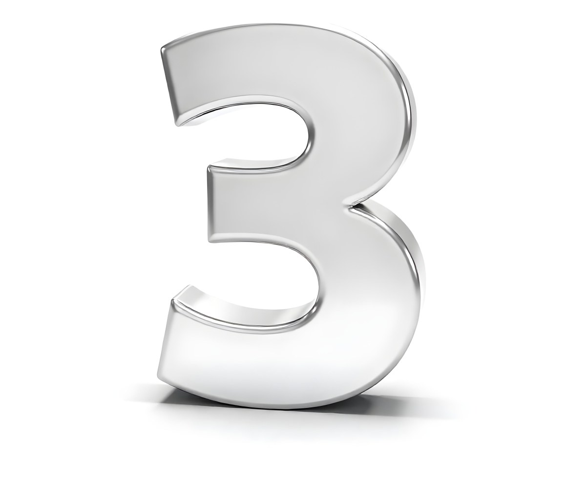 A Shiny Silver Number Three On A White Background Casting A Soft Shadow Smooth Surface Elegant Design Modern Typography Minimalist Style Clean Presentation 11 1ee1