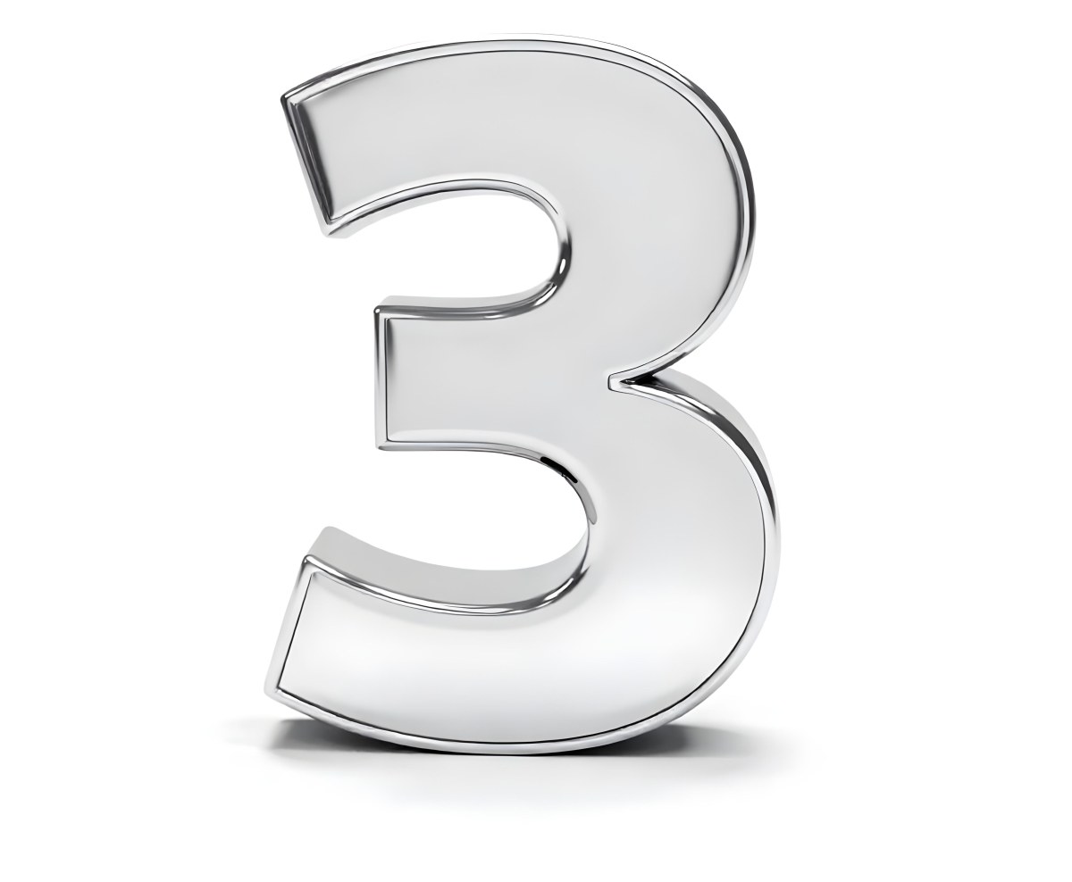 A Shiny Silver Number Three On A White Background Casting A Soft Shadow Smooth Surface Elegant Design Modern Typography Minimalist Style Clean Presentation 17 E6e5