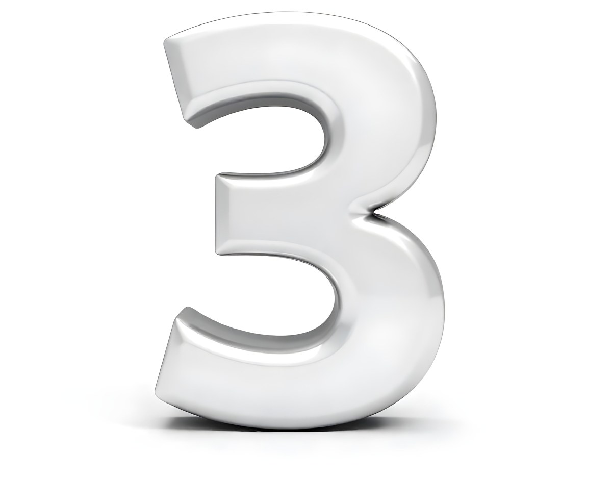 A Shiny Silver Number Three On A White Background Casting A Soft Shadow Smooth Surface Elegant Design Modern Typography Minimalist Style Clean Presentation 23 Bfcd