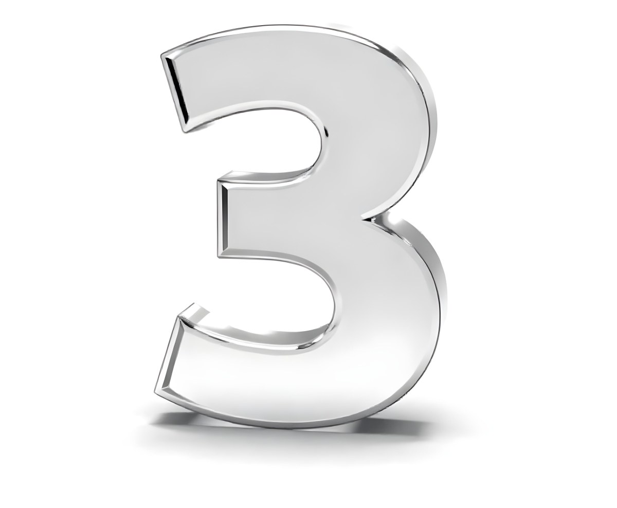 A Shiny Silver Number Three On A White Background Casting A Soft Shadow Smooth Surface Elegant Design Modern Typography Minimalist Style Clean Presentation 26 F06e
