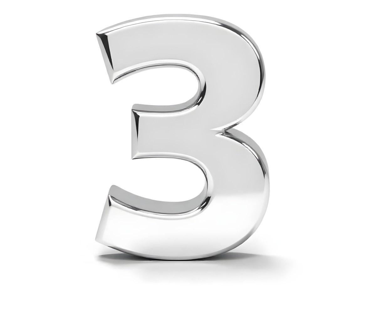 A Shiny Silver Number Three On A White Background Casting A Soft Shadow Smooth Surface Elegant Design Modern Typography Minimalist Style Clean Presentation 31 6efd