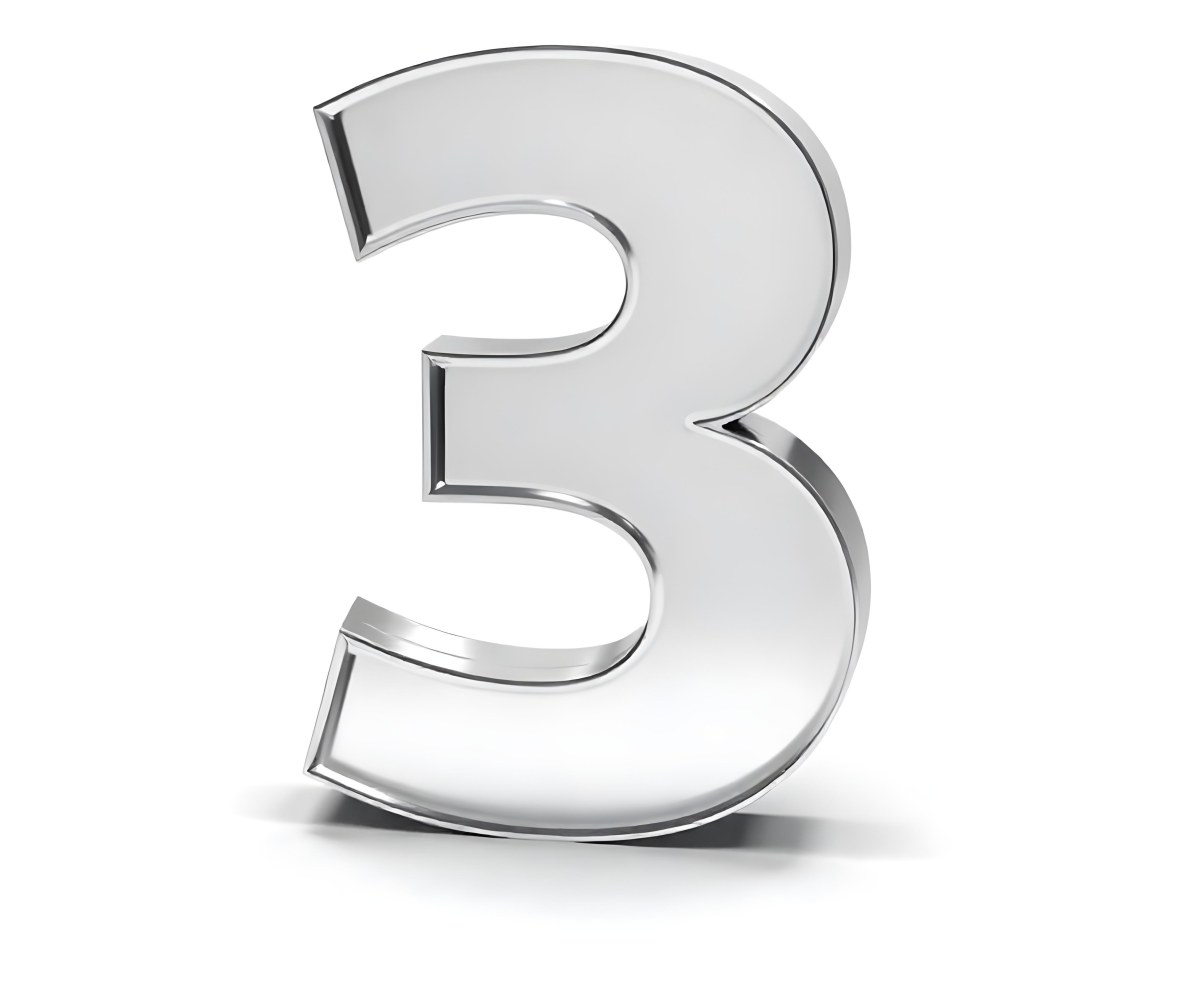 A Shiny Silver Number Three On A White Background Casting A Soft Shadow Smooth Surface Elegant Design Modern Typography Minimalist Style Clean Presentation 35 F29c