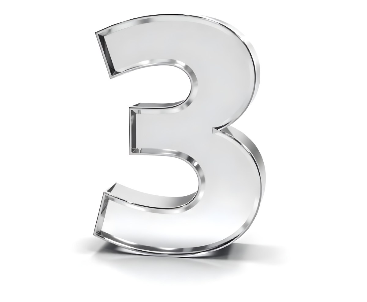 A Shiny Silver Number Three On A White Background Casting A Soft Shadow Smooth Surface Elegant Design Modern Typography Minimalist Style Clean Presentation 36 4c87