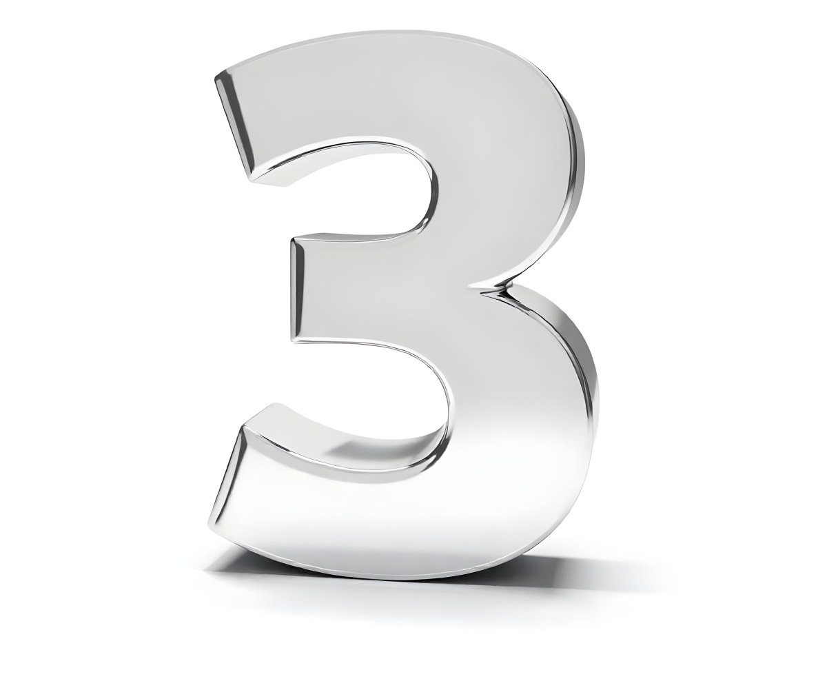 A Shiny Silver Number Three On A White Background Casting A Soft Shadow Smooth Surface Elegant Design Modern Typography Minimalist Style Clean Presentation 8 B749