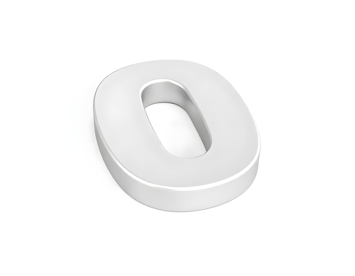 A Silver Number Zero With A Metallic Texture Casting A Soft Shadow On A Plain White Background Minimalist Design Soft Lighting 12 394c