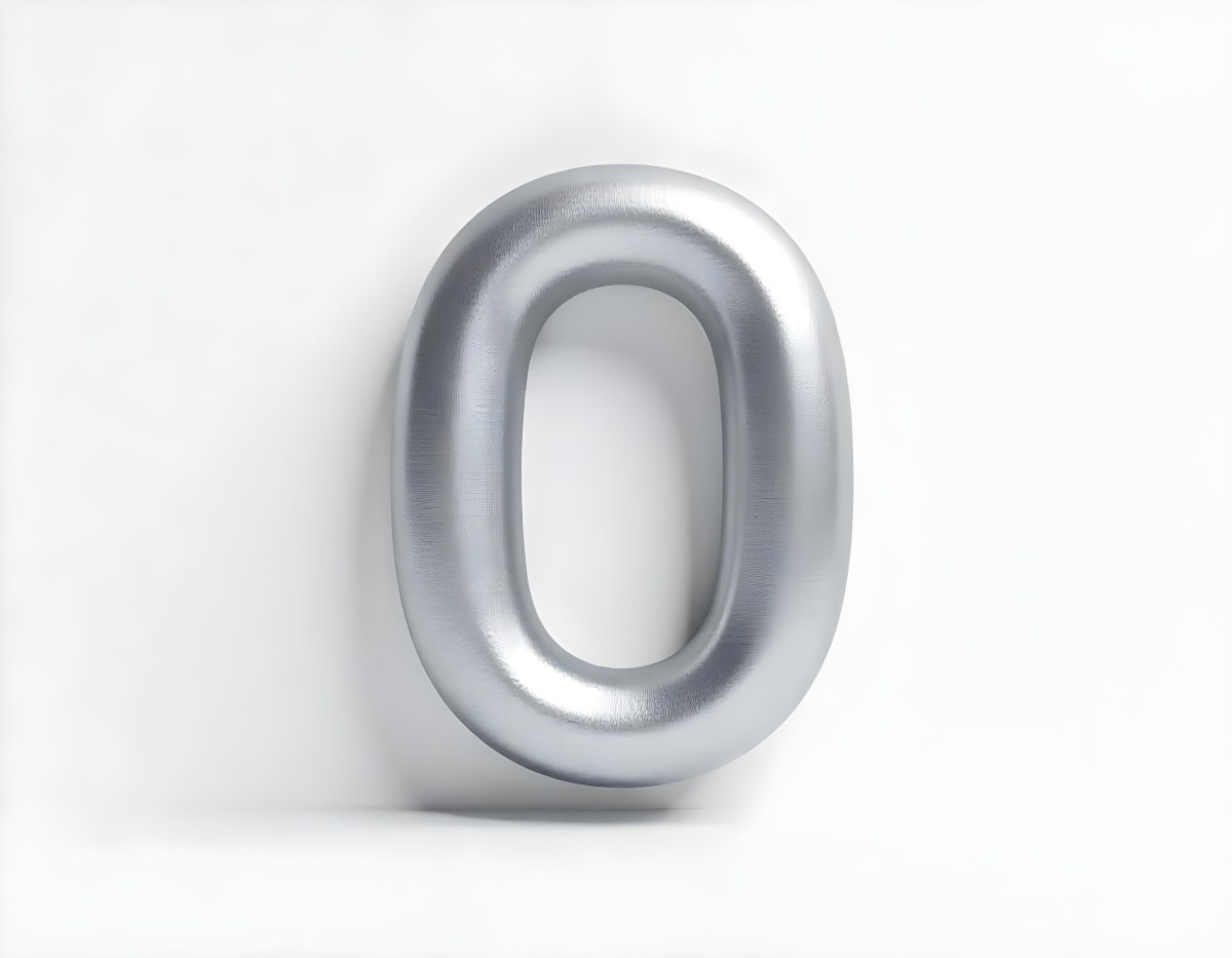 A Silver Number Zero With A Metallic Texture Casting A Soft Shadow On A Plain White Background Minimalist Design Soft Lighting 19 3d61