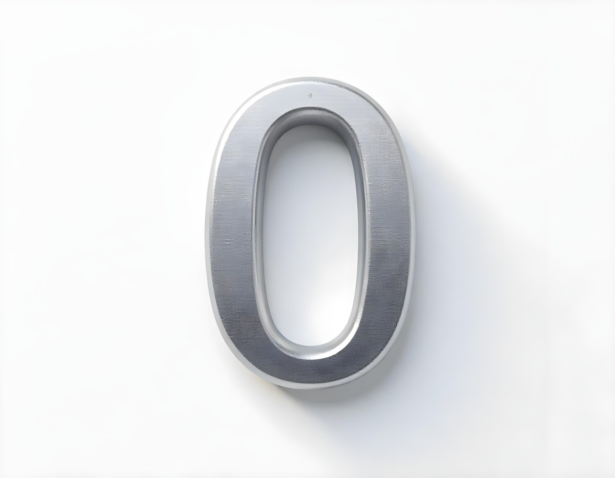 A Silver Number Zero With A Metallic Texture Casting A Soft Shadow On A Plain White Background Minimalist Design Soft Lighting 26 Bec8