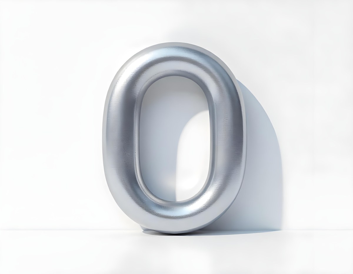 A Silver Number Zero With A Metallic Texture Casting A Soft Shadow On A Plain White Background Minimalist Design Soft Lighting 28 E2b5