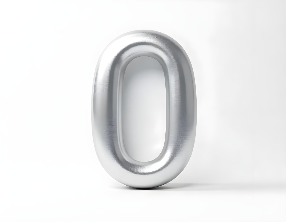 A Silver Number Zero With A Metallic Texture Casting A Soft Shadow On A Plain White Background Minimalist Design Soft Lighting 31 0e97