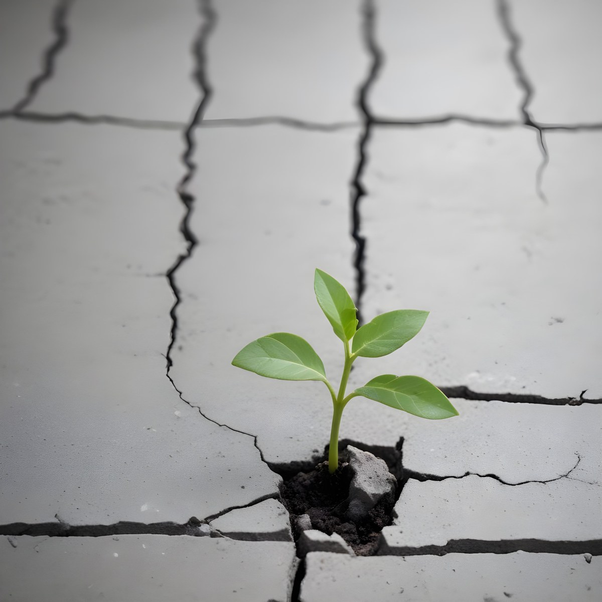 A Small Green Plant Growing Through A Crack In A Gray Concrete Surface With A Blurred Background 3 2d08