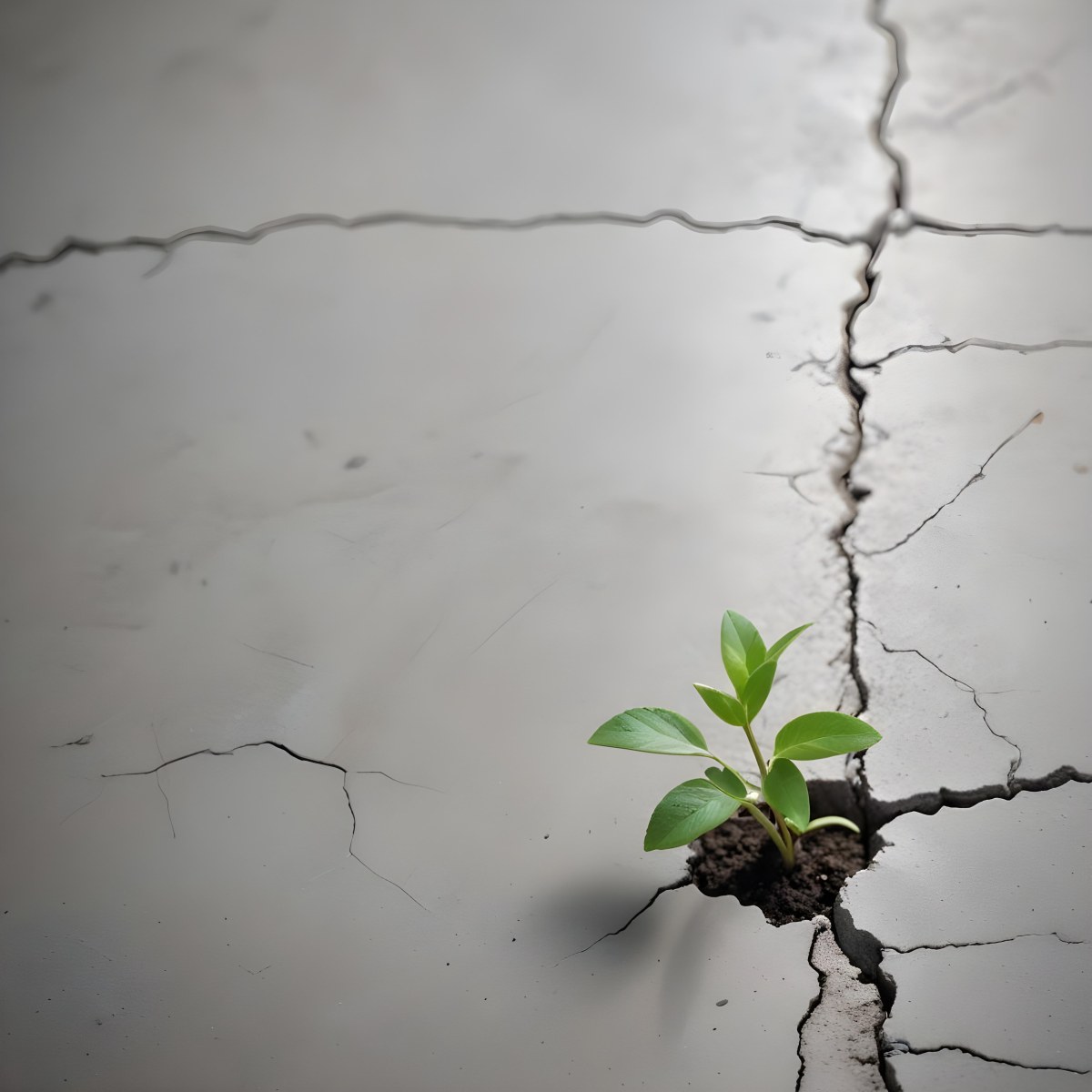 A Small Green Plant Growing Through A Crack In A Gray Concrete Surface With A Blurred Background 5 7280