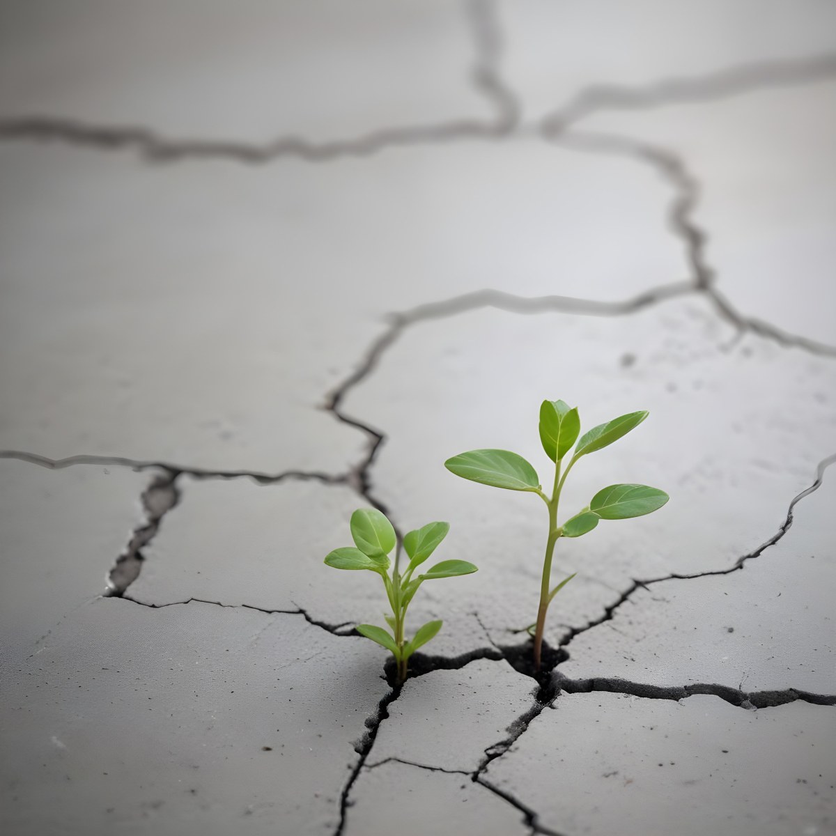 A Small Green Plant Growing Through A Crack In A Gray Concrete Surface With A Blurred Background 7 C829