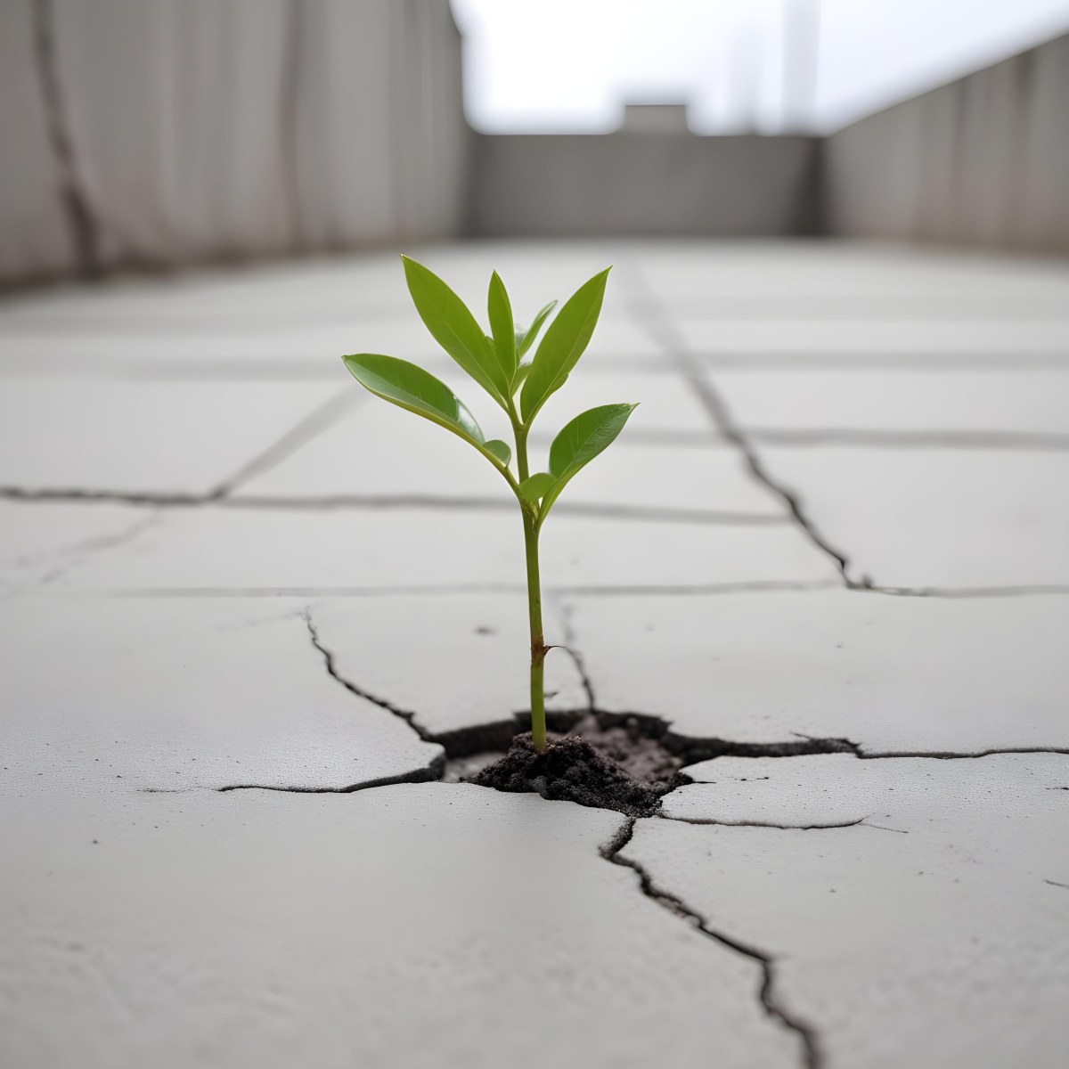 A Small Green Plant Growing Through A Crack In A Gray Concrete Surface With A Blurred Background 8 2200