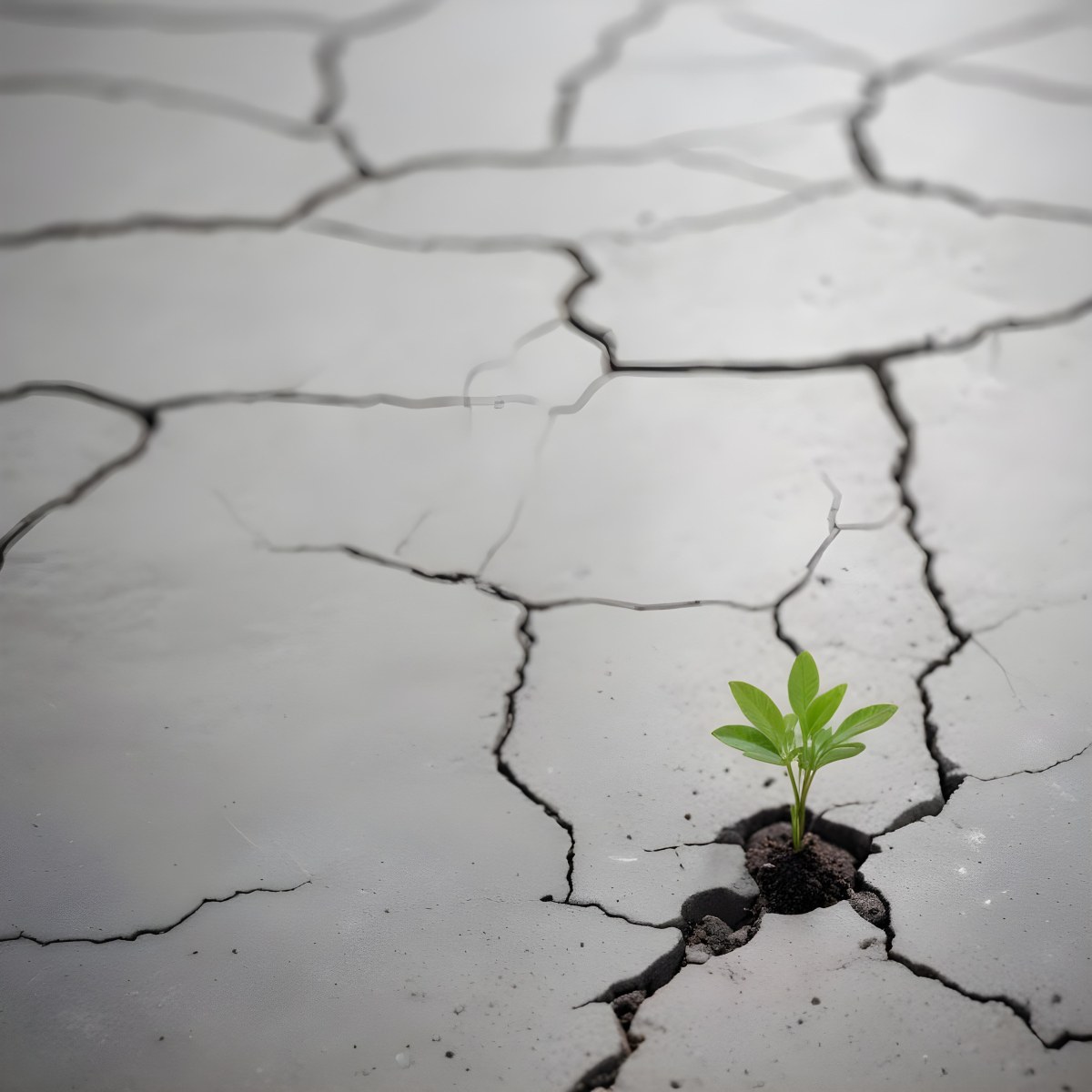 A Small Green Plant Growing Through A Crack In A Gray Concrete Surface With A Blurred Background 9 2707