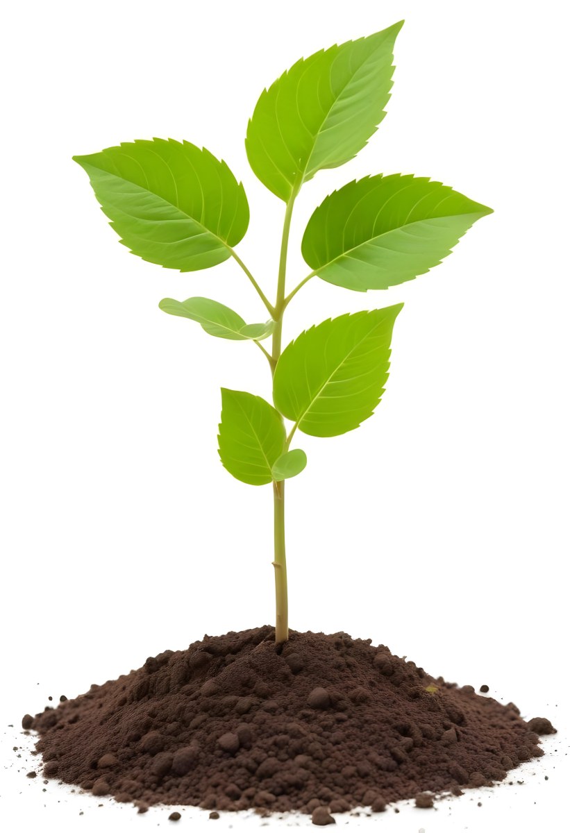 A Small Green Plant With Leaves Growing From A Pile Of Dirt Isolated On A White Background 23 4073