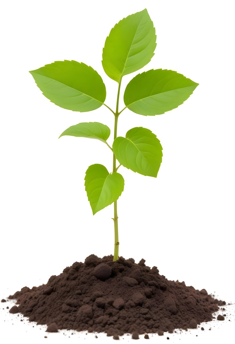 A Small Green Plant With Leaves Growing From A Pile Of Dirt Isolated On A White Background 24 4fc1