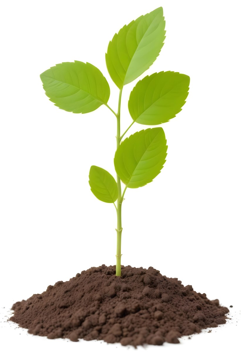 A Small Green Plant With Leaves Growing From A Pile Of Dirt Isolated On A White Background 35 371d