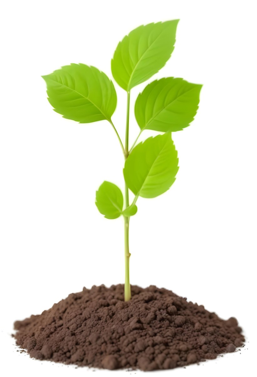 A Small Green Plant With Leaves Growing From A Pile Of Dirt Isolated On A White Background 5 Bd70