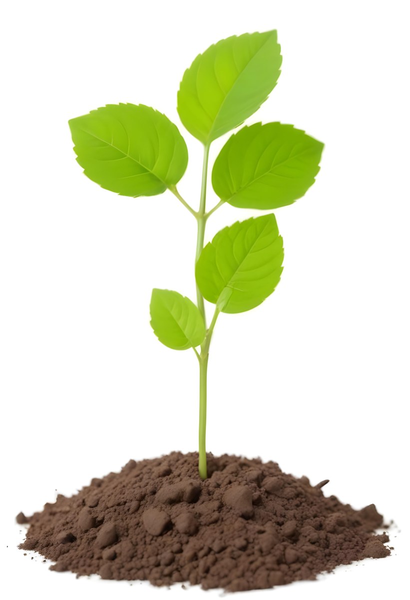 A Small Green Plant With Leaves Growing From A Pile Of Dirt Isolated On A White Background 9 3f8b
