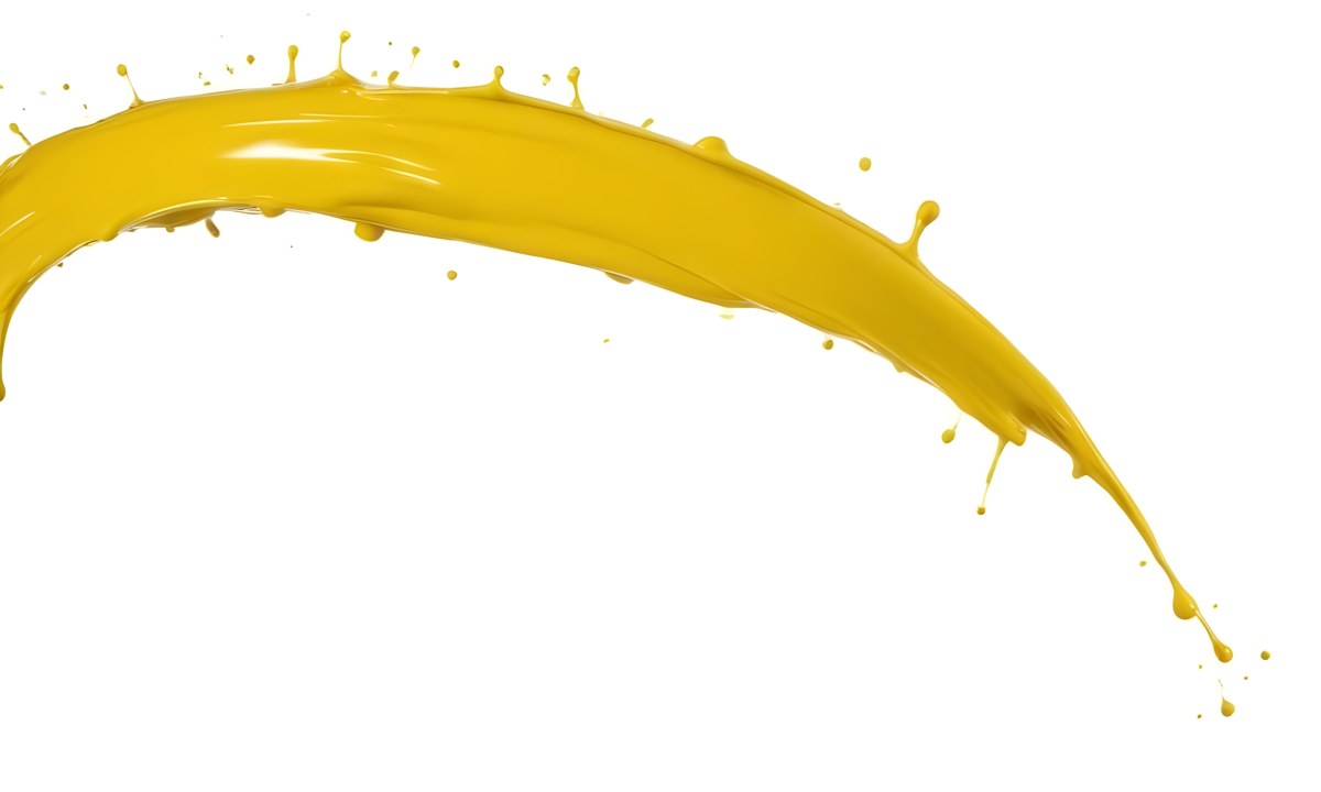 A Splash Of Yellow Paint In Mid Air The Liquid Is Thick And Viscous The Background Is Plain White Studio Shot 14 86e1