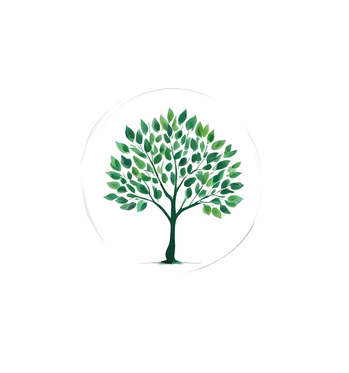 A Tree With A White Trunk And Green Leaves The Leaves Are Arranged In A Circular Pattern The Background Is White The Style Is Simple And Clean 41 3aaa
