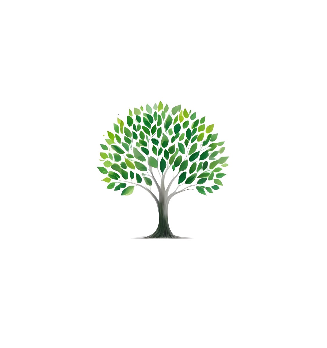 A Tree With A White Trunk And Green Leaves The Leaves Are Arranged In A Circular Pattern The Background Is White The Style Is Simple And Clean 44 66c8