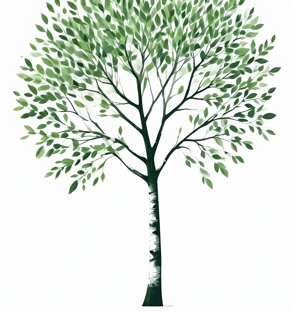 A Tree With Green Leaves And A White Trunk Isolated On A White Background Minimalist Design Nature Inspired Clean Lines Vibrant Colors Eco Friendly Concept 260 3e0e