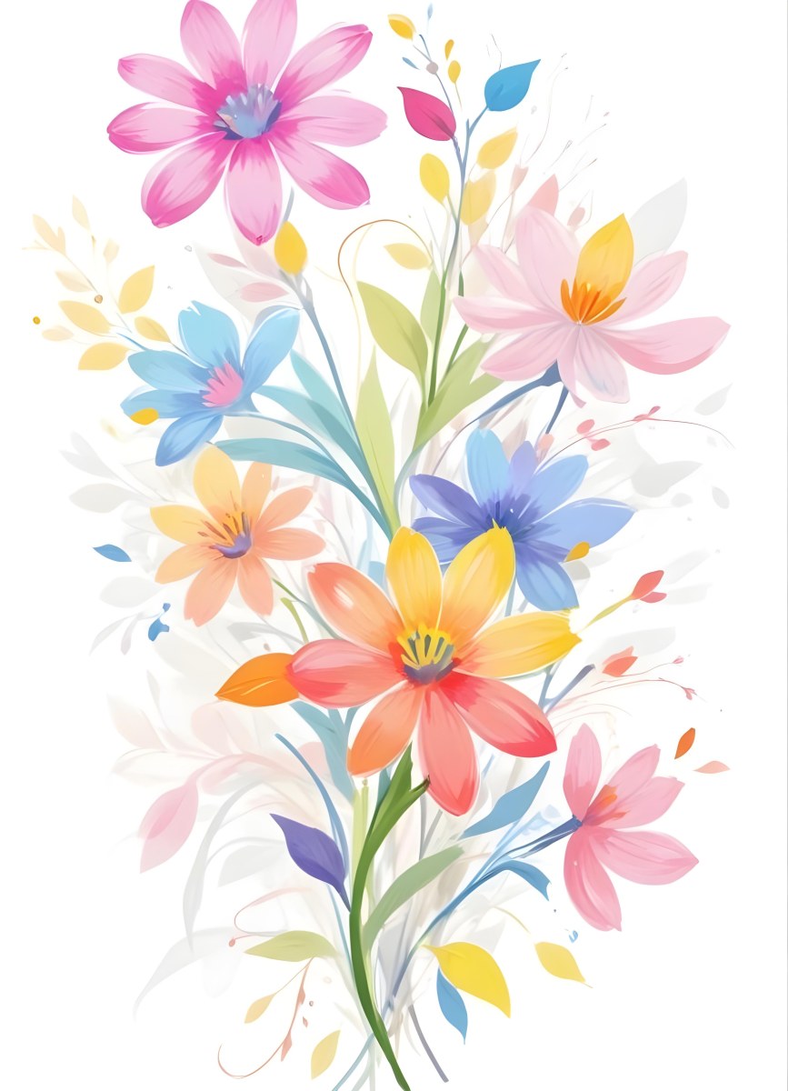 A Vibrant Bouquet Of Colorful Flowers Including Green Daisies Or Daisy Like Blooms With Green Leaves Against A White Background 6 42c2