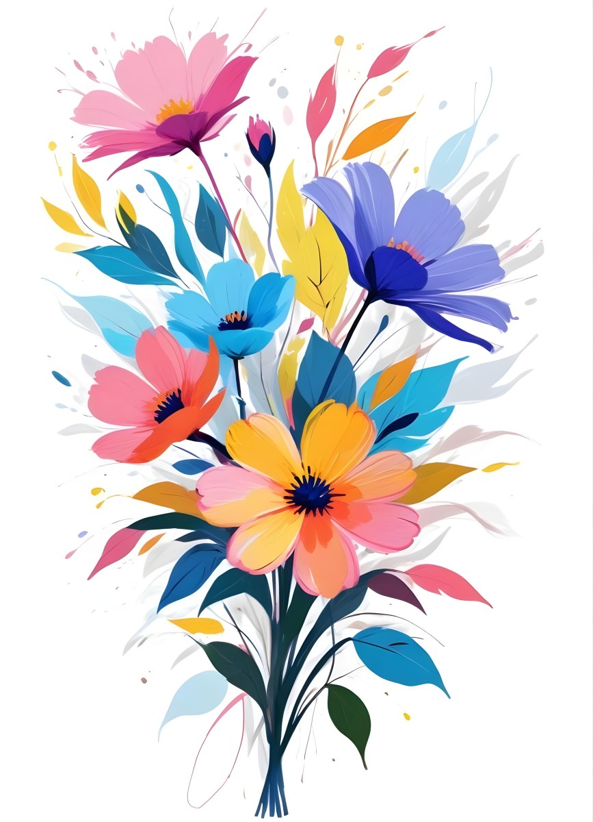 A Vibrant Bouquet Of Colorful Flowers Including Green Daisies Or Daisy Like Blooms With Green Leaves Against A White Background 63 9718