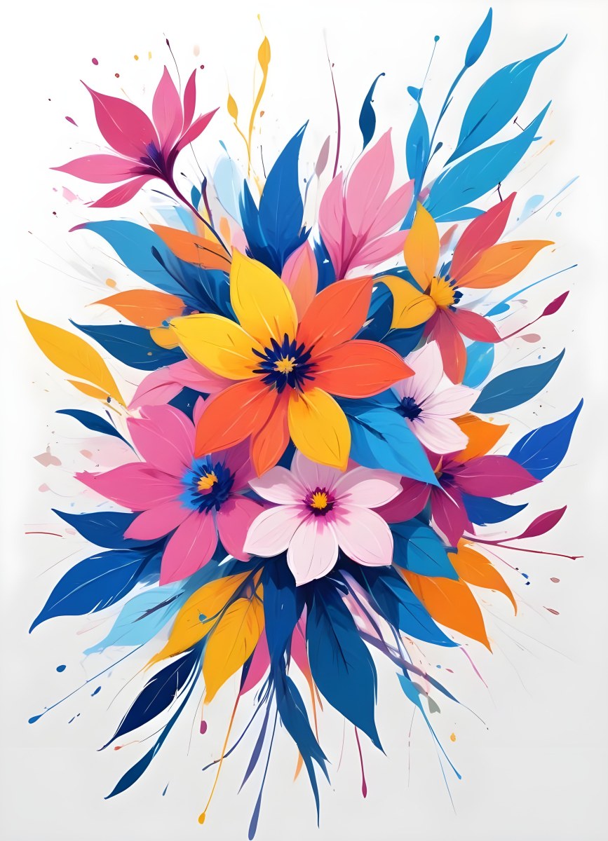 A Vibrant Bouquet Of Colorful Flowers Including Green Daisies Or Daisy Like Blooms With Green Leaves Against A White Background 81 D164