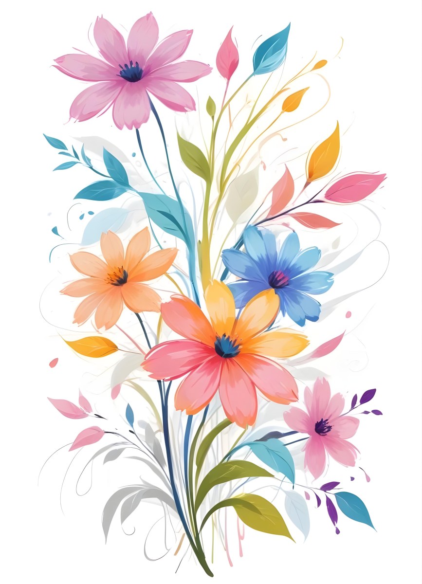 A Vibrant Bouquet Of Colorful Flowers Including Green Daisies Or Daisy Like Blooms With Green Leaves Against A White Background 89 1b11