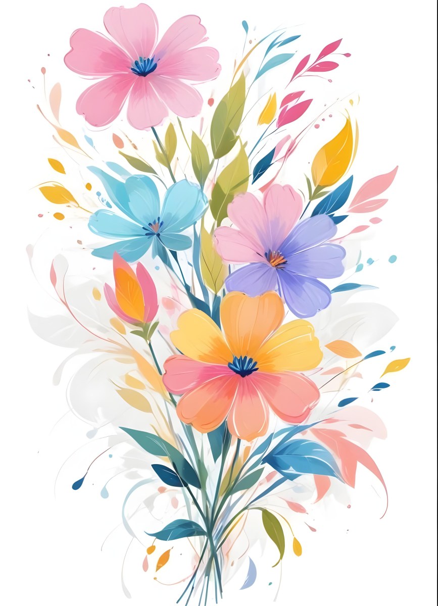 A Vibrant Bouquet Of Colorful Flowers Including Green Daisies Or Daisy Like Blooms With Green Leaves Against A White Background 90 F767