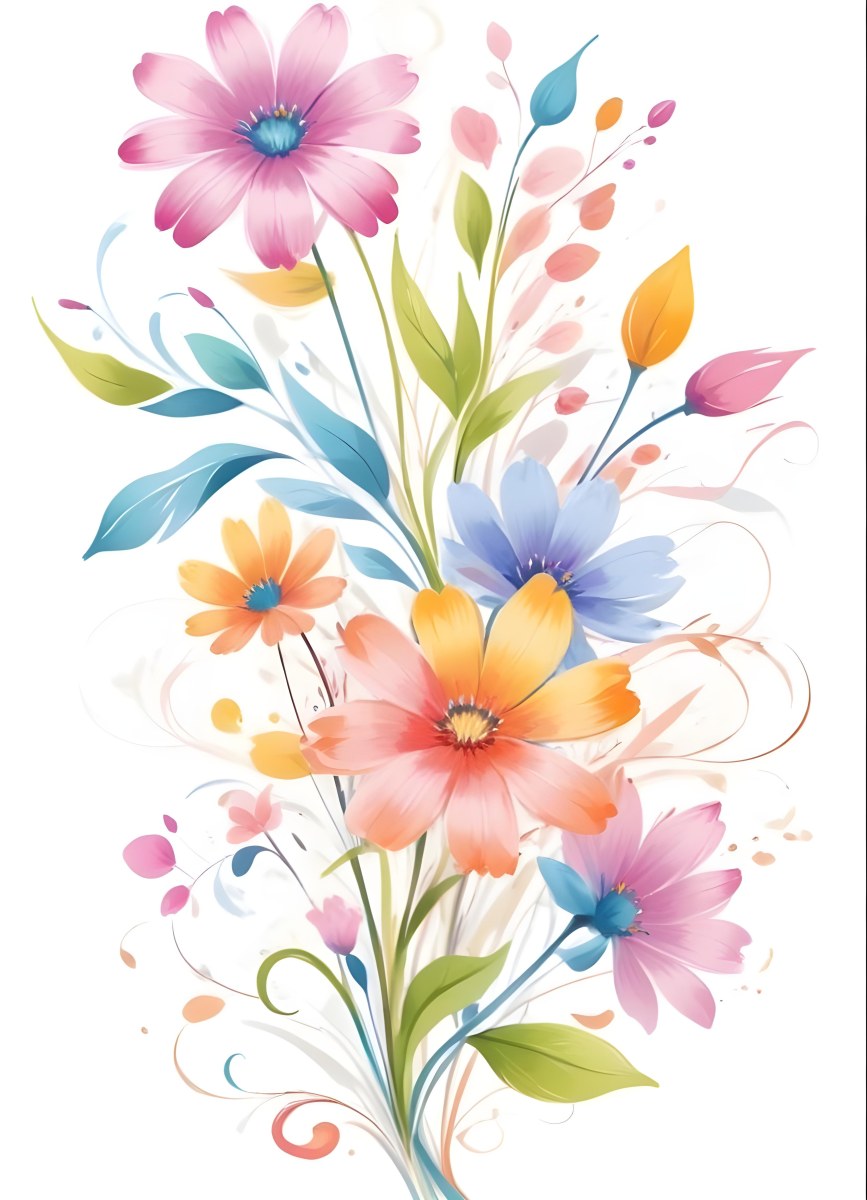 A Vibrant Bouquet Of Colorful Flowers Including Green Daisies Or Daisy Like Blooms With Green Leaves Against A White Background 91 F19a