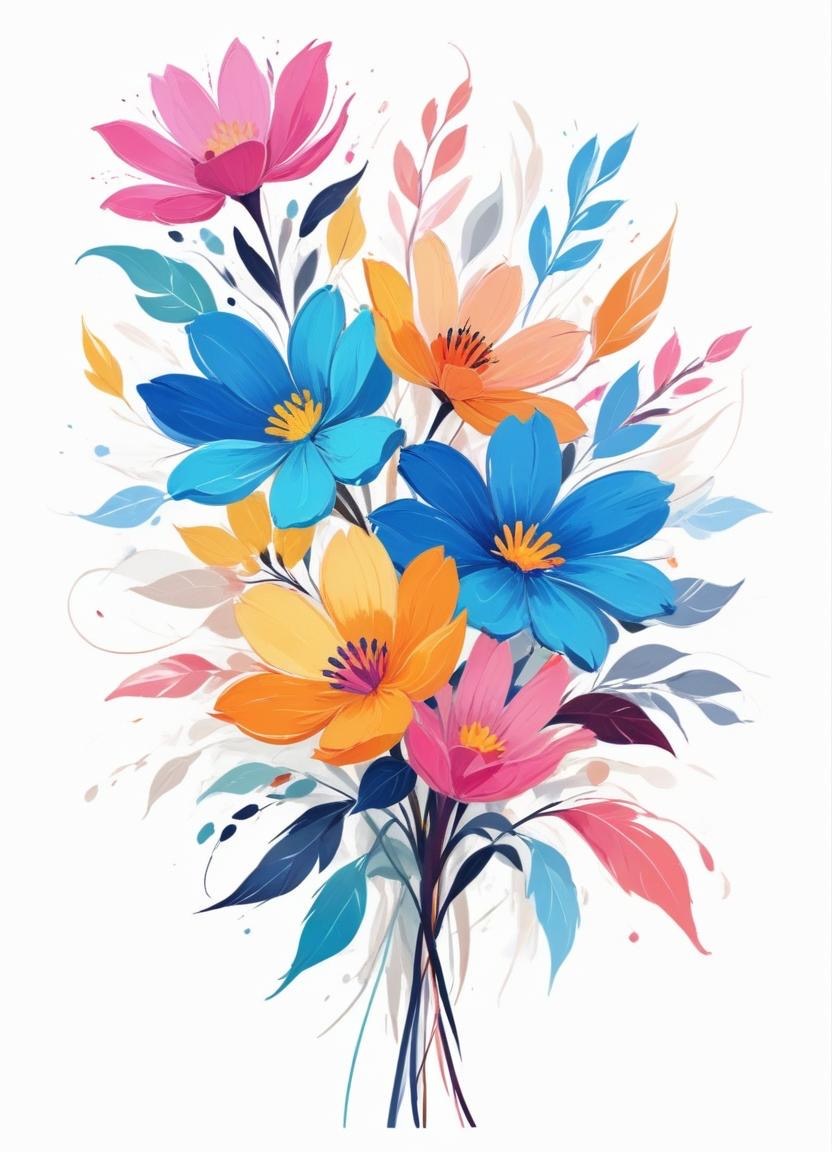 A Vibrant Bouquet Of Colorful Flowers Including Green Daisies Or Daisy Like Blooms With Green Leaves Against A White Background 93 Cf74