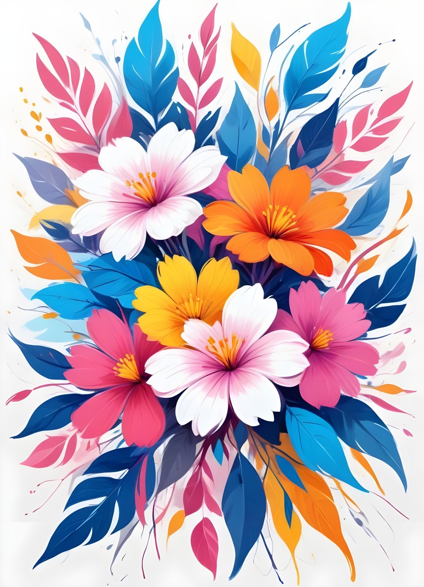 A Vibrant Bouquet Of Colorful Flowers Including Green Daisies Or Daisy Like Blooms With Green Leaves Against A White Background 98 0dff