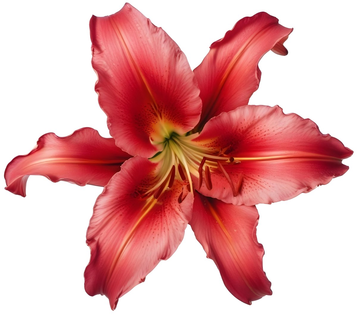 A Vibrant Red Lily With Delicate Petals Showcasing Intricate Details And Textures Set Against A Clean White Background Highlighting The Flower S Natural Beauty 6 D763