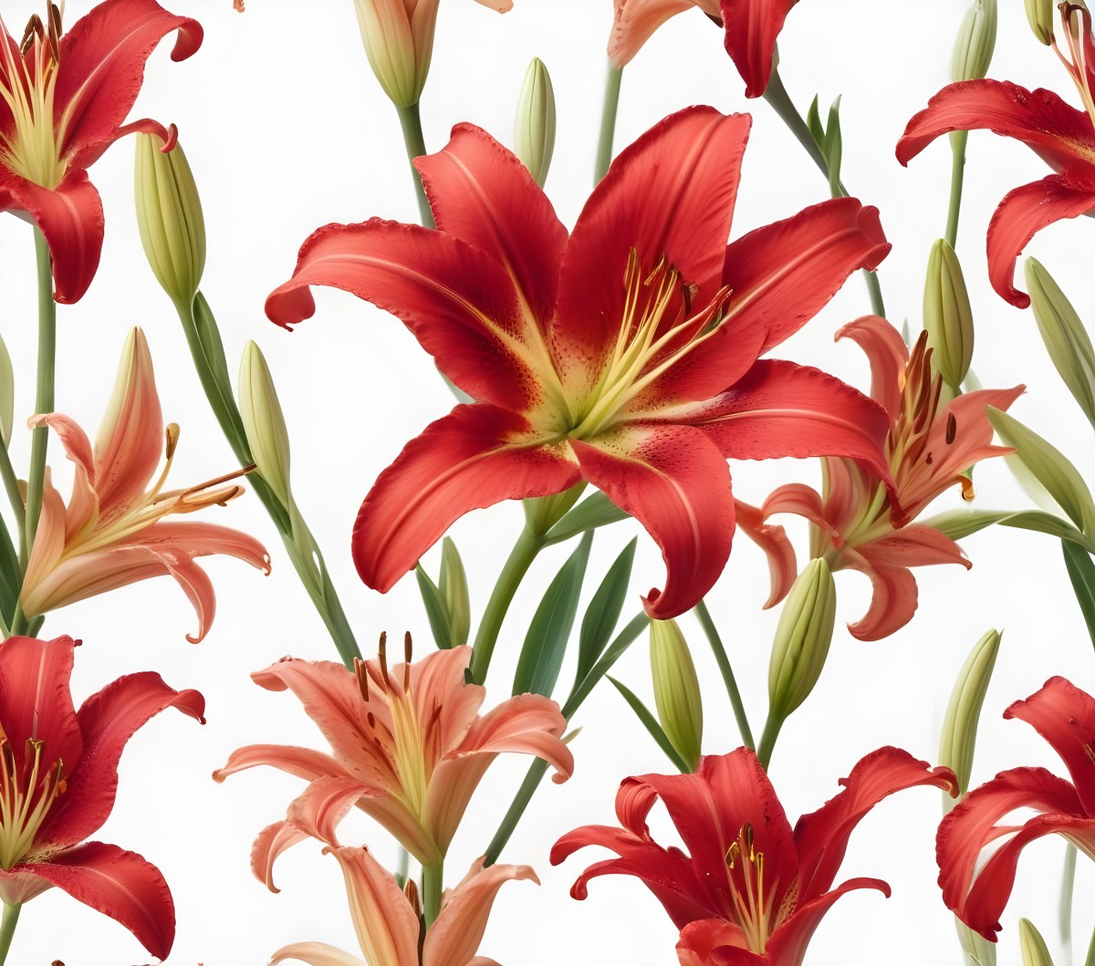A Vibrant Red Lily With Delicate Petals Showcasing Intricate Details And Textures Set Against A Clean White Background Highlighting The Flower S Natural Beauty 7 9b1d