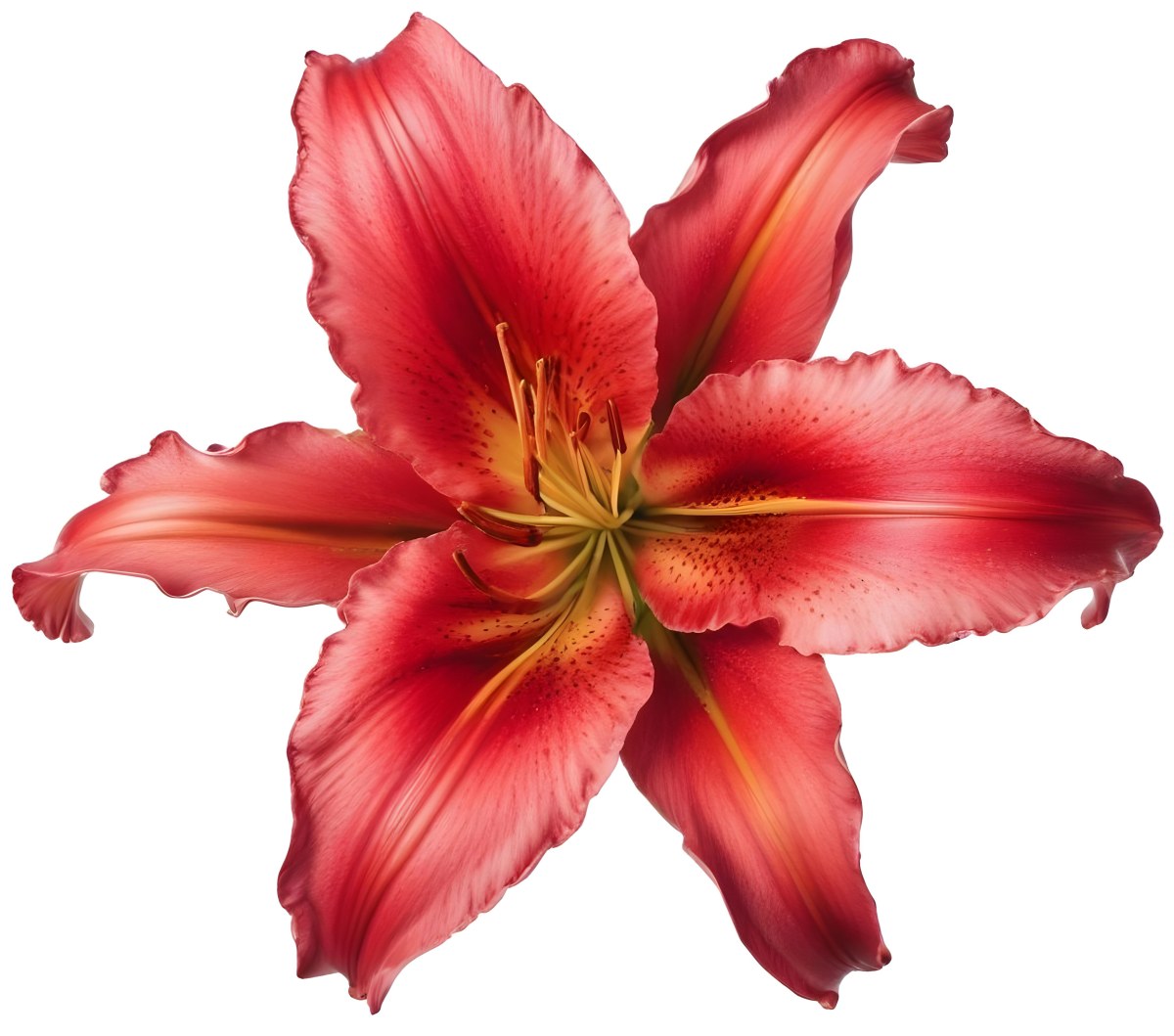 A Vibrant Red Lily With Delicate Petals Showcasing Intricate Details And Textures Set Against A Clean White Background Highlighting The Flower S Natural Beauty 8 5c5d