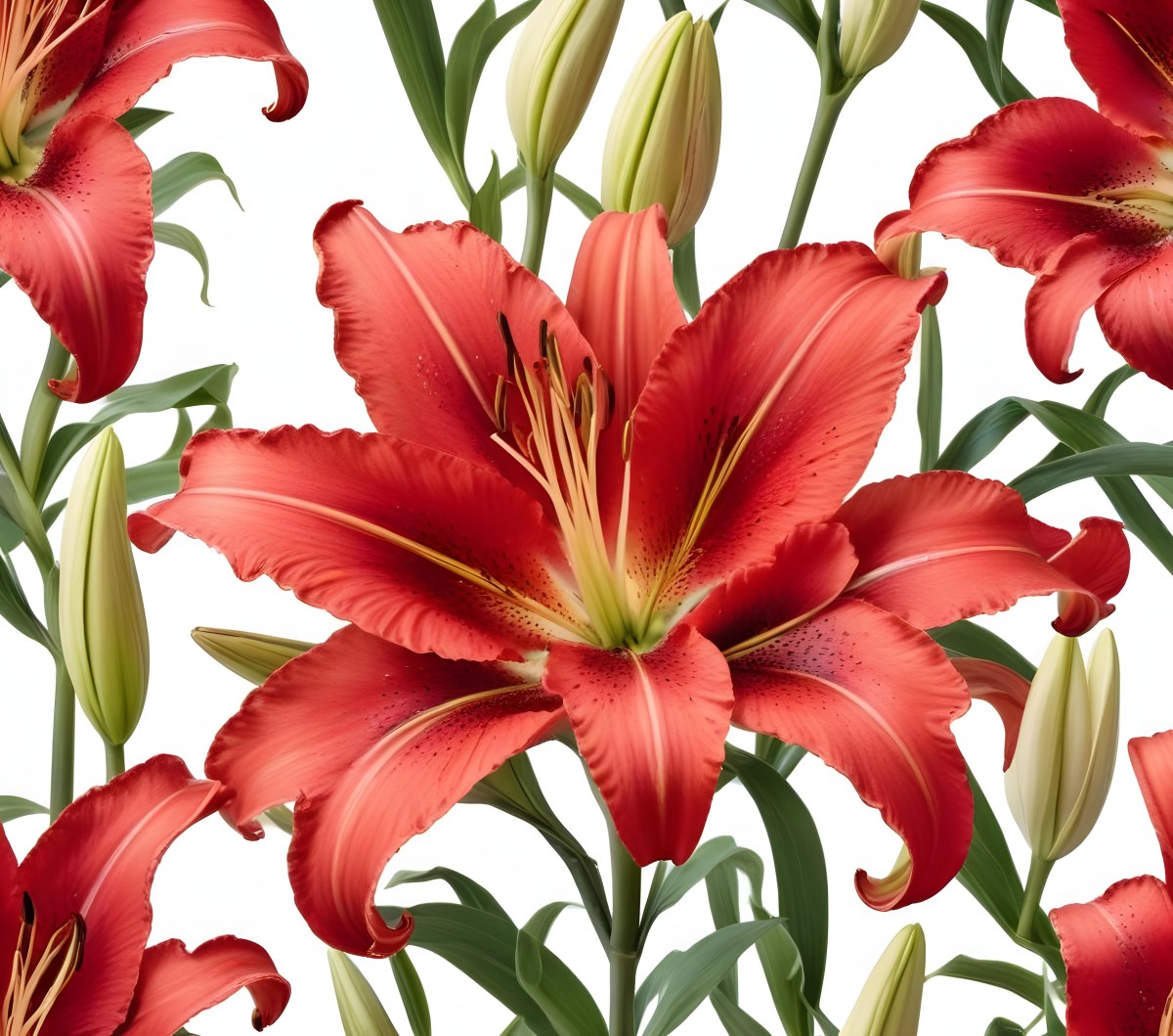 A Vibrant Red Lily With Delicate Petals Showcasing Intricate Details And Textures Set Against A Clean White Background Highlighting The Flower S Natural Beauty 9 Fdaa
