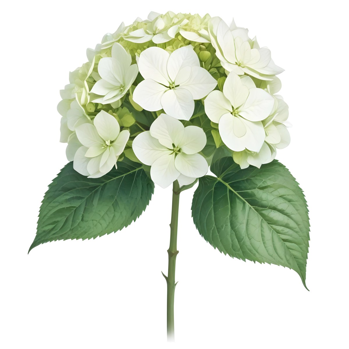 A White And Green Hydrangea Flower With Large Petals And Green Leaves 16 83da