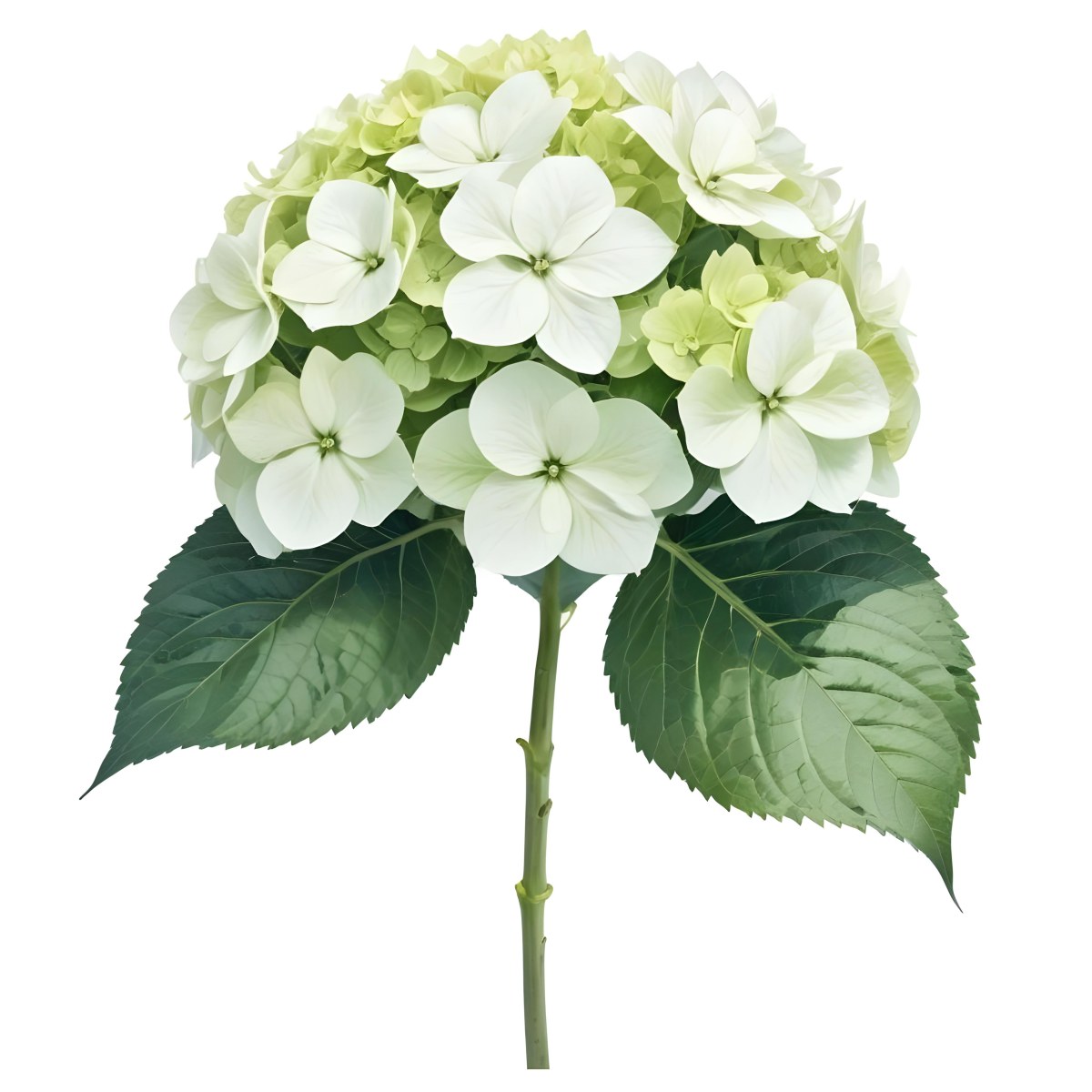 A White And Green Hydrangea Flower With Large Petals And Green Leaves 20 0102