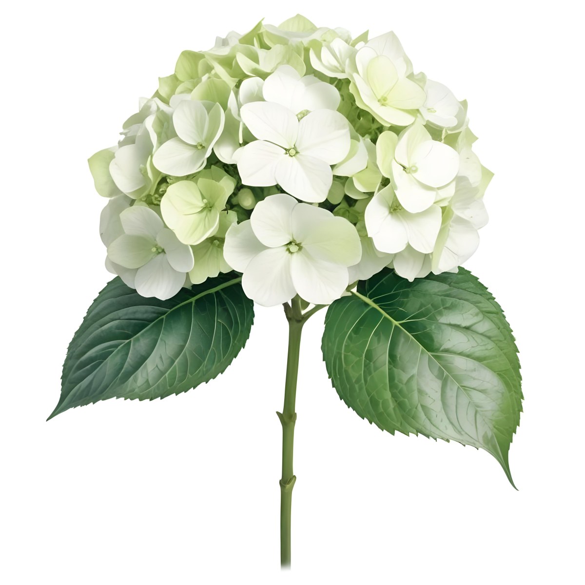 A White And Green Hydrangea Flower With Large Petals And Green Leaves 4 9091
