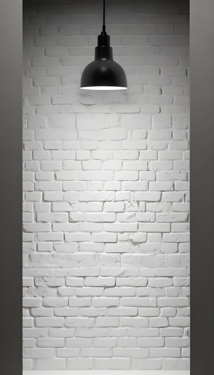 A White Brick Wall With A White Lamp On Top The Light Is Pointing To The Wall The Background Is White 7 6c72