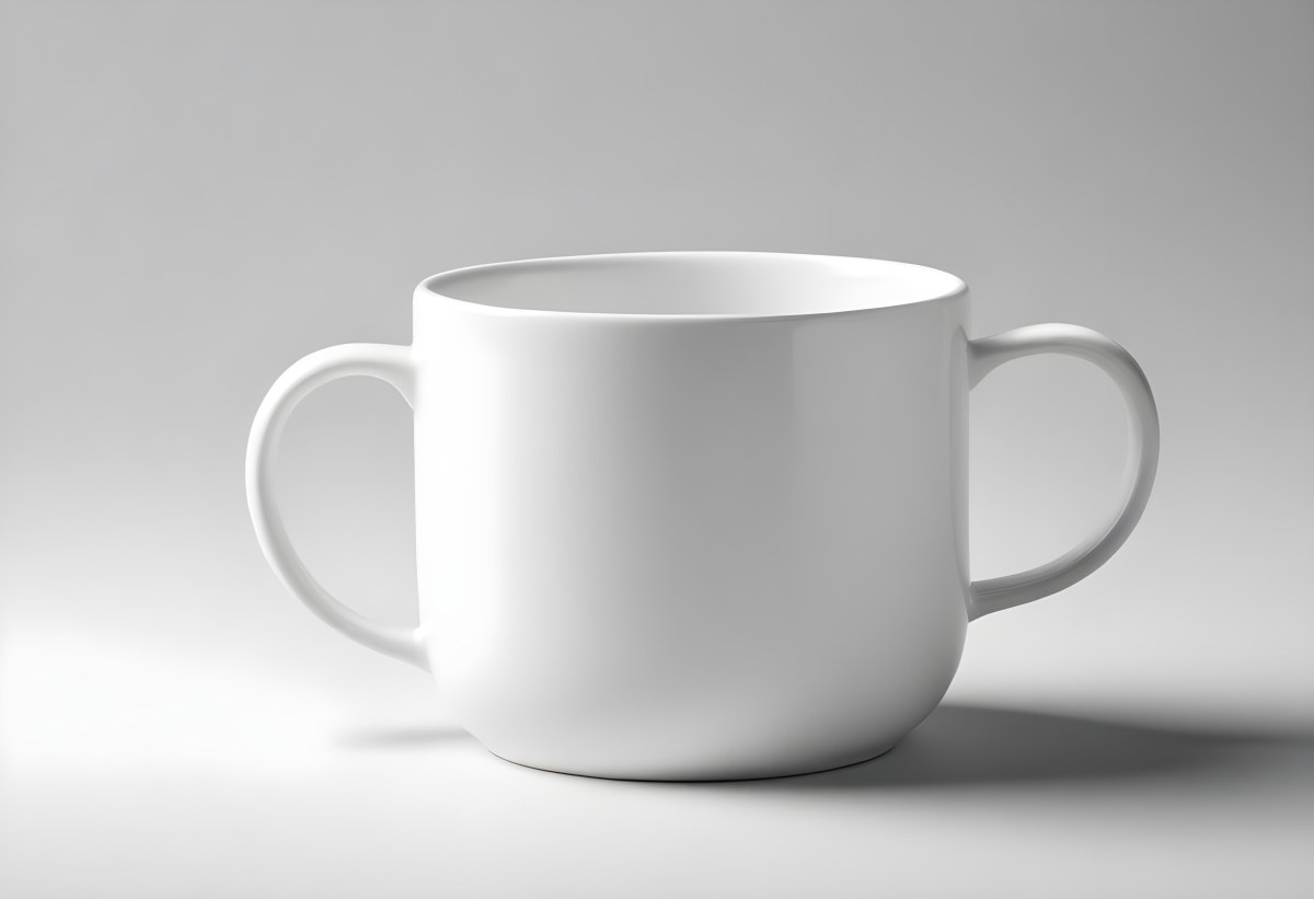 A White Ceramic Mug With A Handle Clean And Simple Design On A White Background Minimalist Style Product Photography Studio Lighting 2 27dd