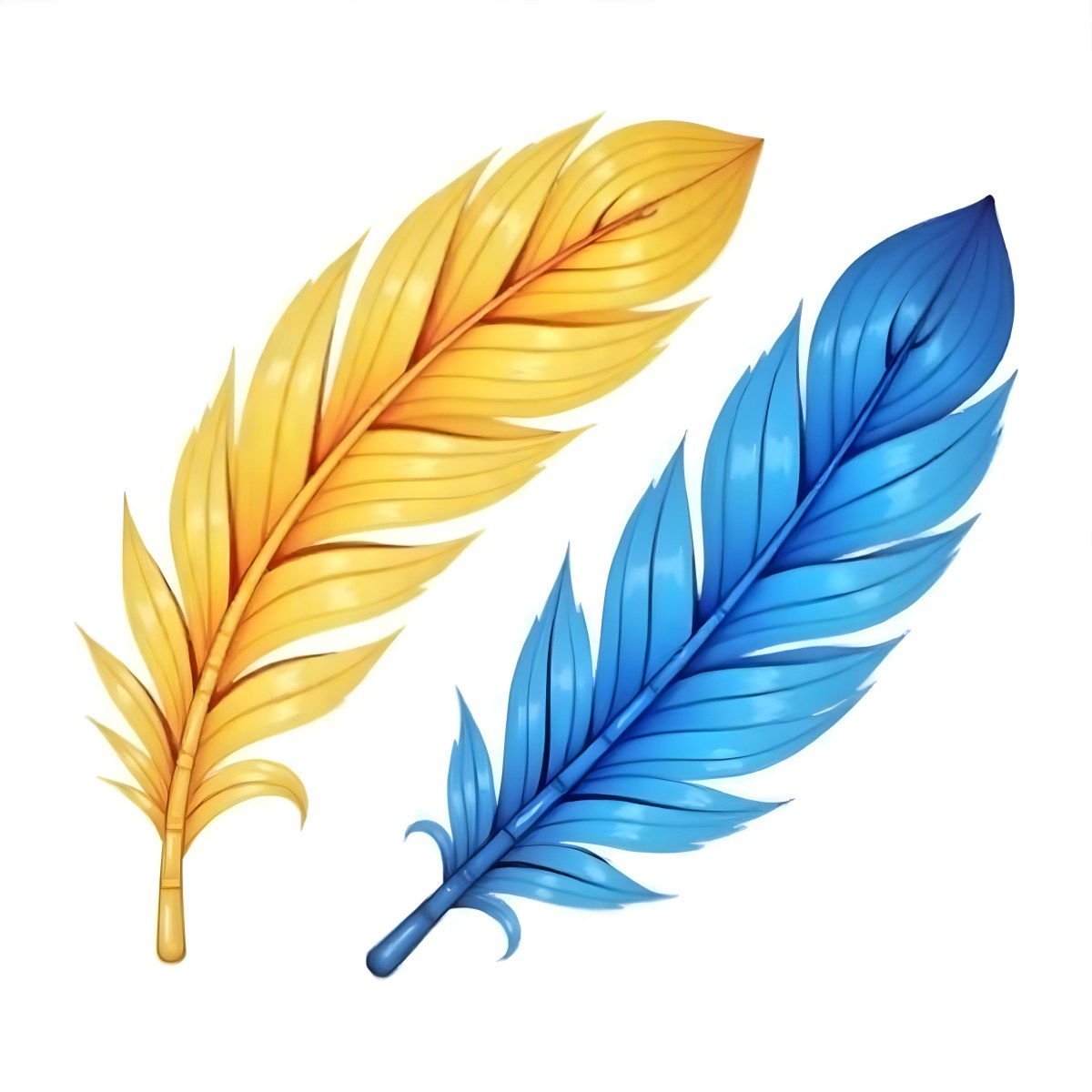 A Yellow Feather And A Blue Feather A Red Feather And A White Feather 12 5400