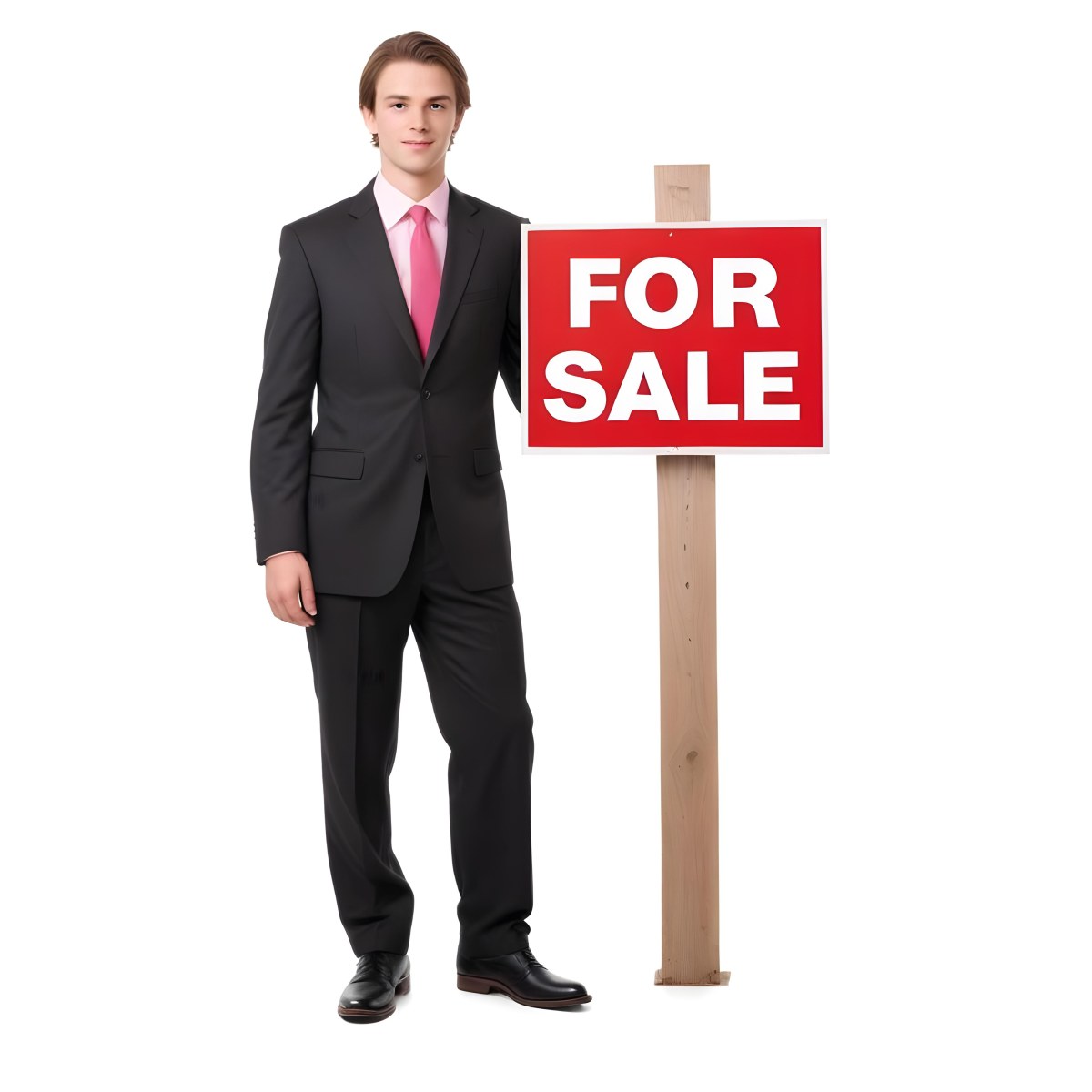 A Young Caucasian Man In A Dark Suit And